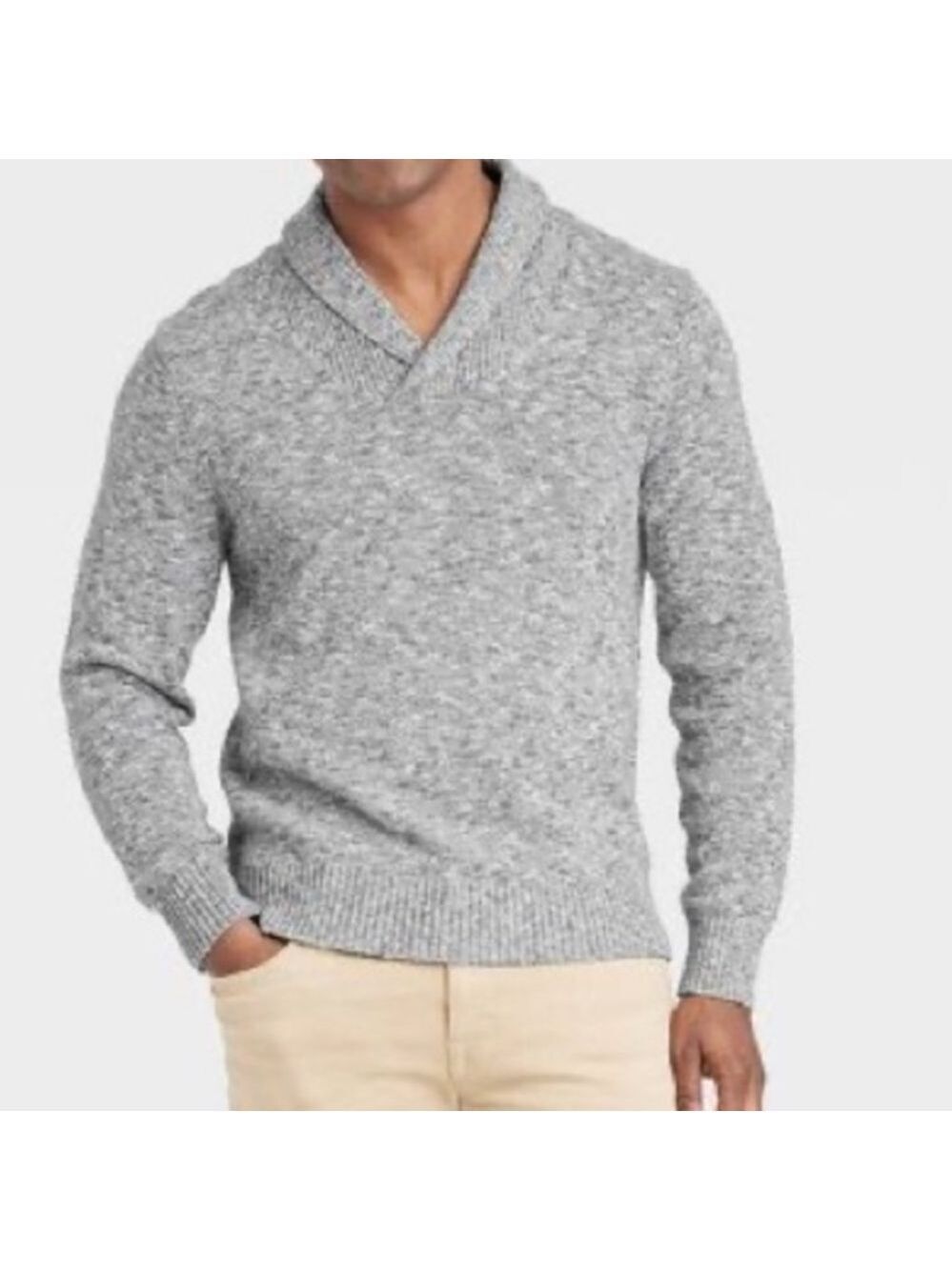 Goodfellow & Co Heather Gray Shawl Collar Pullover Sweater - Size Medium